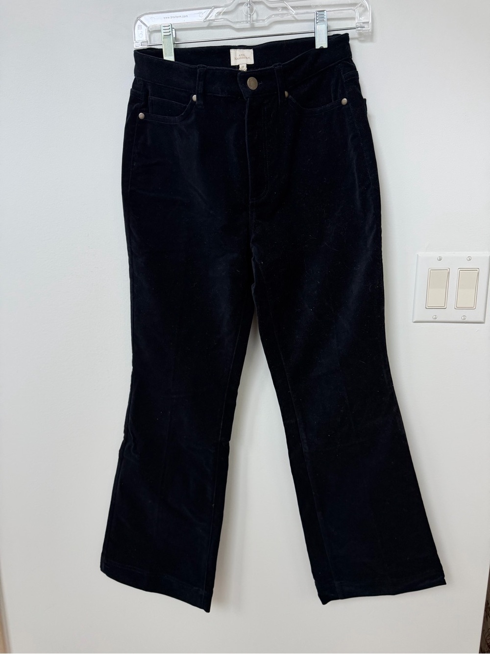 ANN MASHBURN Navy Stretch Velveteen Flares